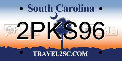 2PKS96 South Carolina License Plate