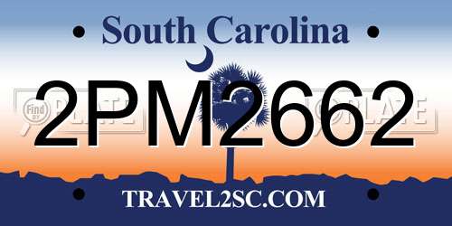 2PM2662 South Carolina License Plate