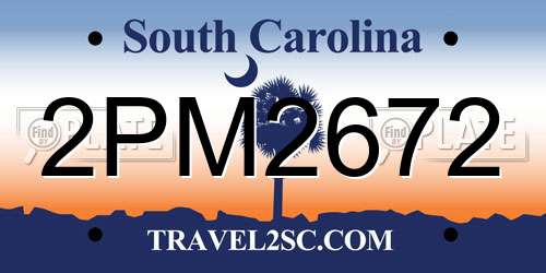 2PM2672 South Carolina License Plate