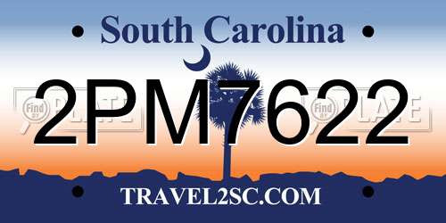 2PM7622 South Carolina License Plate