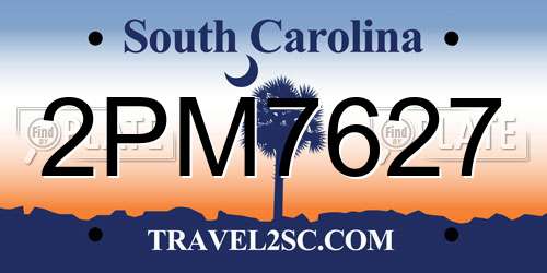 2PM7627 South Carolina License Plate