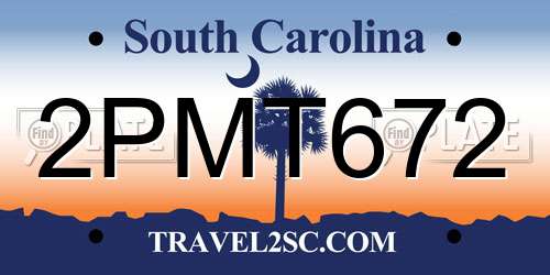 2PMT672 South Carolina License Plate