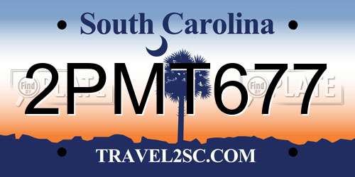 2PMT677 South Carolina License Plate