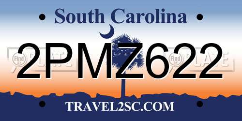 2PMZ622 South Carolina License Plate