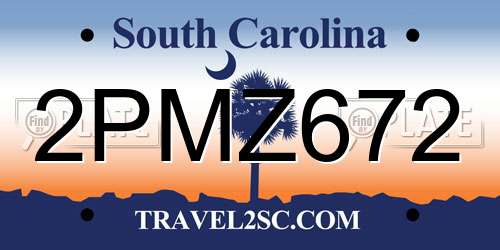 2PMZ672 South Carolina License Plate