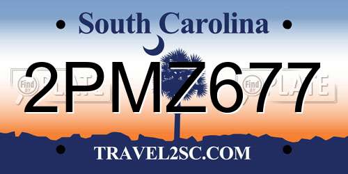 2PMZ677 South Carolina License Plate