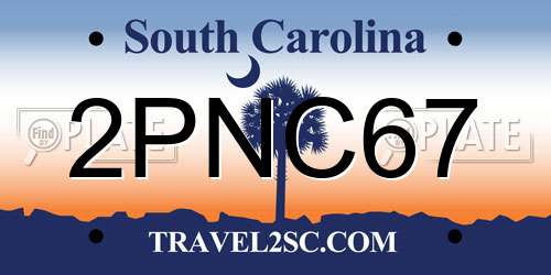 2PNC67 South Carolina License Plate
