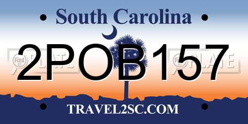 2POB157 South Carolina License Plate