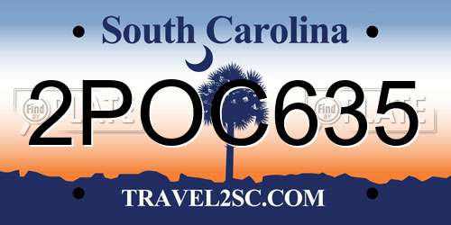 2POC635 South Carolina License Plate