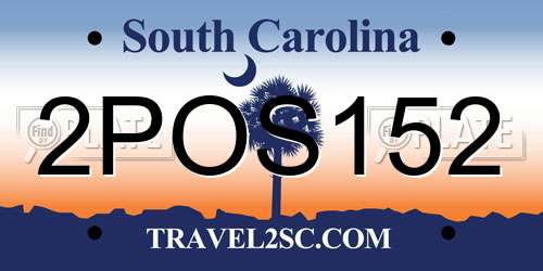 2POS152 South Carolina License Plate