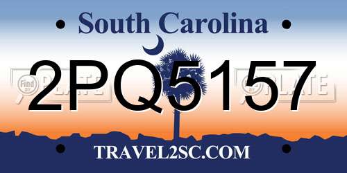 2PQ5157 South Carolina License Plate