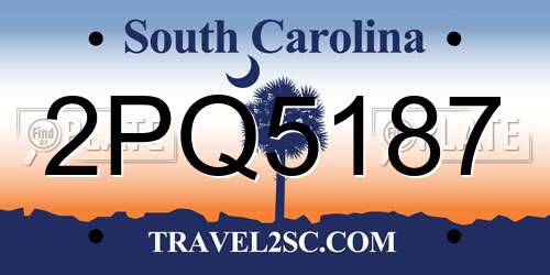 2PQ5187 South Carolina License Plate