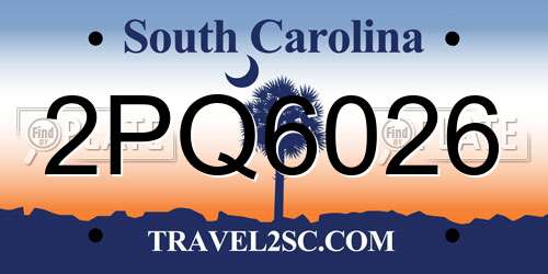 2PQ6026 South Carolina License Plate