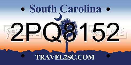 2PQ8152 South Carolina License Plate