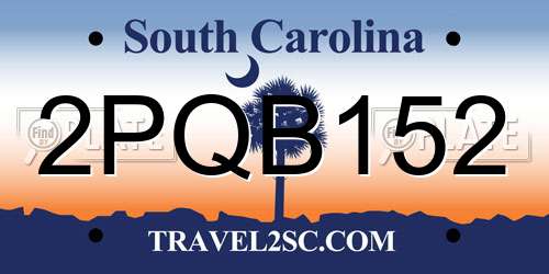 2PQB152 South Carolina License Plate