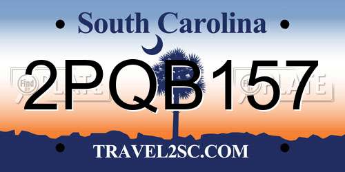 2PQB157 South Carolina License Plate