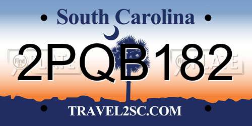 2PQB182 South Carolina License Plate