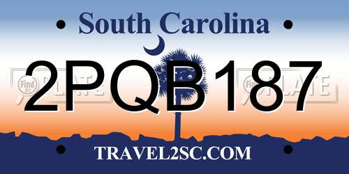 2PQB187 South Carolina License Plate