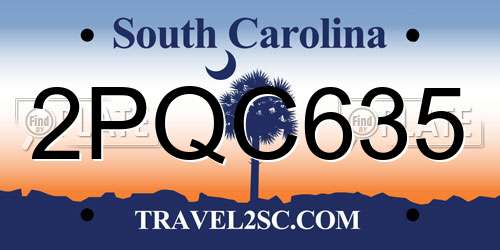 2PQC635 South Carolina License Plate