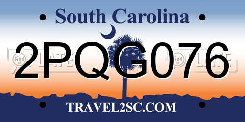 2PQG076 South Carolina License Plate