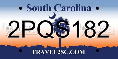 2PQS182 South Carolina License Plate