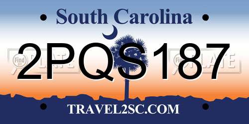 2PQS187 South Carolina License Plate