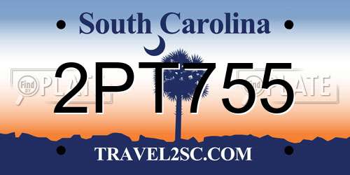 2PT755 South Carolina License Plate