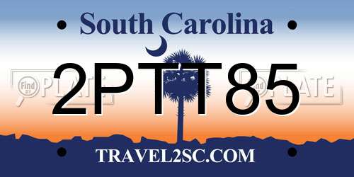 2PTT85 South Carolina License Plate