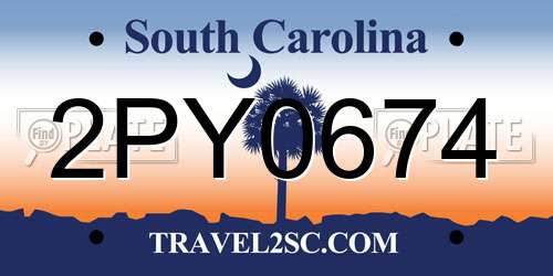 2PY0674 South Carolina License Plate