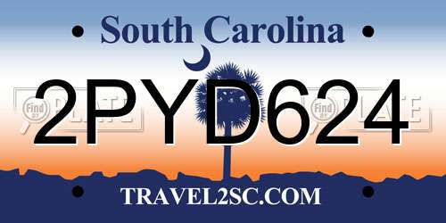 2PYD624 South Carolina License Plate