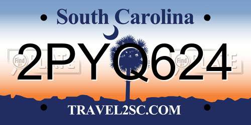 2PYQ624 South Carolina License Plate