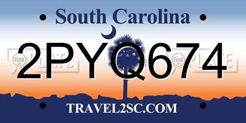 2PYQ674 South Carolina License Plate