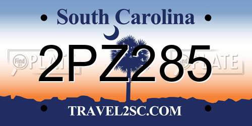 2PZ285 South Carolina License Plate
