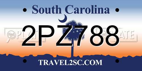 2PZ788 South Carolina License Plate