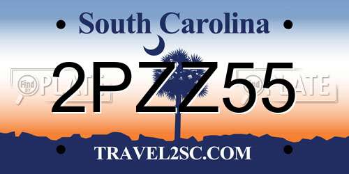 2PZZ55 South Carolina License Plate