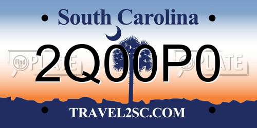 2Q00P0 South Carolina License Plate