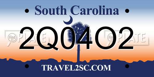 2Q04O2 South Carolina License Plate