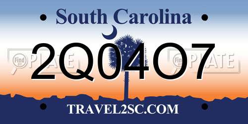 2Q04O7 South Carolina License Plate