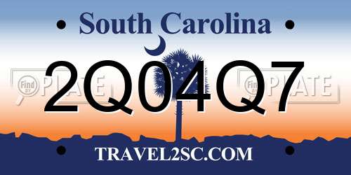 2Q04Q7 South Carolina License Plate