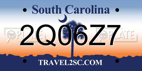 2Q06Z7 South Carolina License Plate