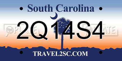 2Q14S4 South Carolina License Plate