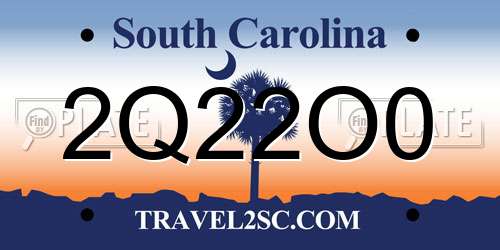 2Q22O0 South Carolina License Plate