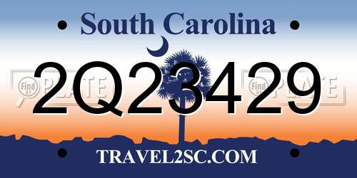 2Q23429 South Carolina License Plate
