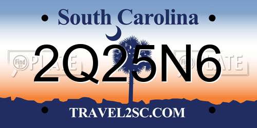 2Q25N6 South Carolina License Plate
