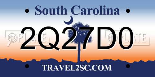2Q27D0 South Carolina License Plate