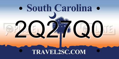 2Q27Q0 South Carolina License Plate