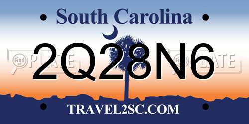 2Q28N6 South Carolina License Plate