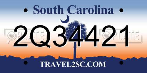 2Q34421 South Carolina License Plate