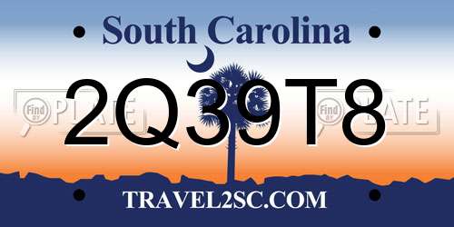 2Q39T8 South Carolina License Plate