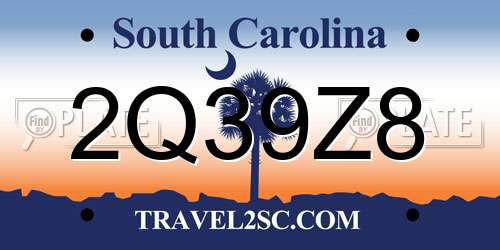 2Q39Z8 South Carolina License Plate